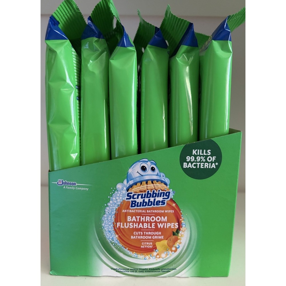 6x Scrubbing Bubbles Bathroom Flushable Wipes Cleaning Disinfecting, 36 Per Pack - Picture 4 of 6
